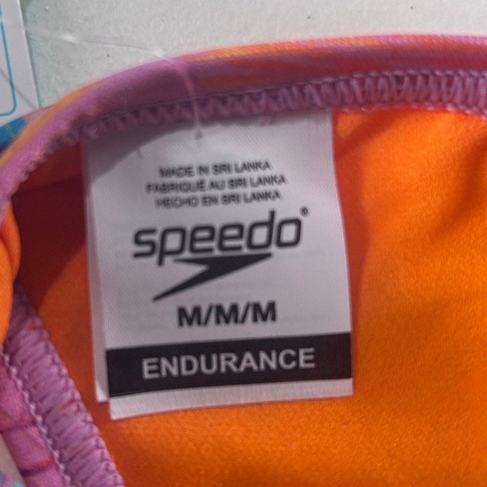 Speedo Vibe Endurance Throwing Shade Tropical Bikini Top Pink Orange Medium NEW - Picture 7 of 10